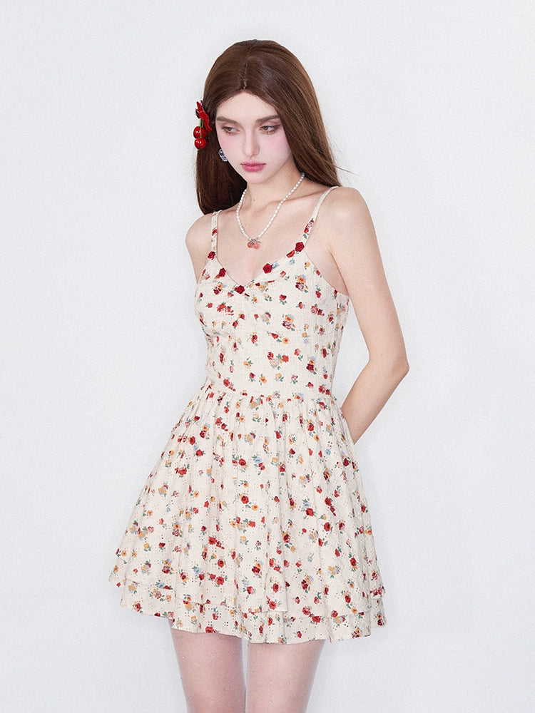 Embroidered Floral Waist Dress