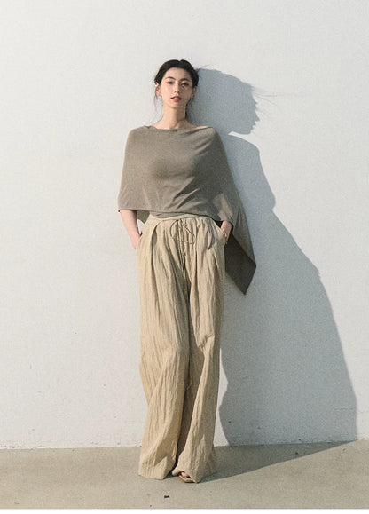 White Jade Asymmetric Draped T-Shirt