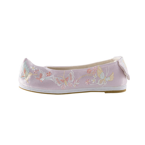 &quot;Butterfly&quot; Embroidered Flat &amp; Heels Hanfu Shoes - CHINASQUAD