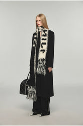 Letter Tassel Mink Fur Embossed Scarf - CHINASQUAD