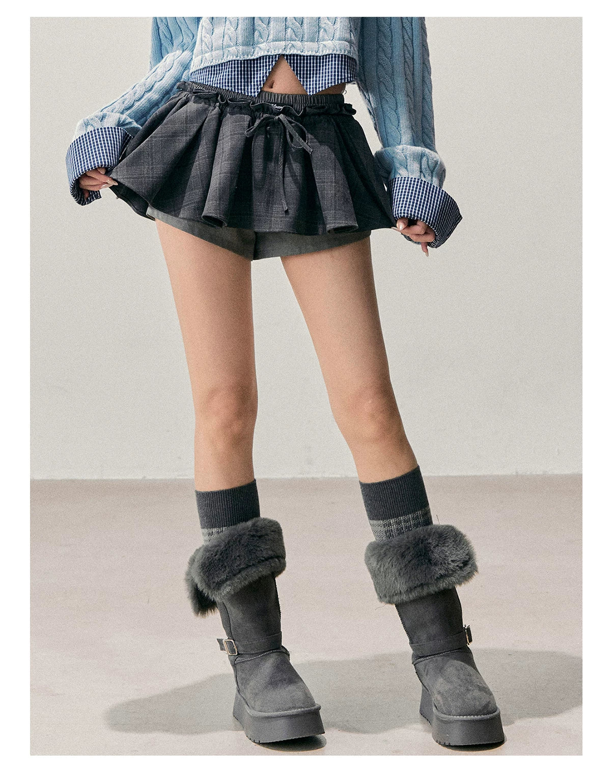 American-Style Puff A-Line Mini Skirt