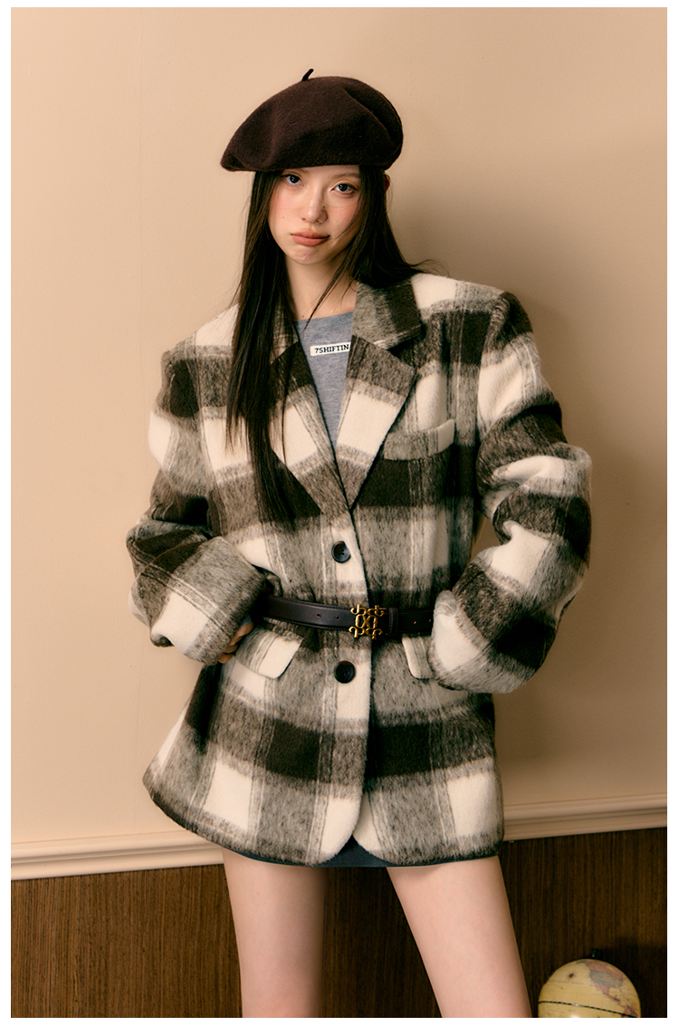 Short &amp; Long Brown Plaid Coats - CHINASQUAD