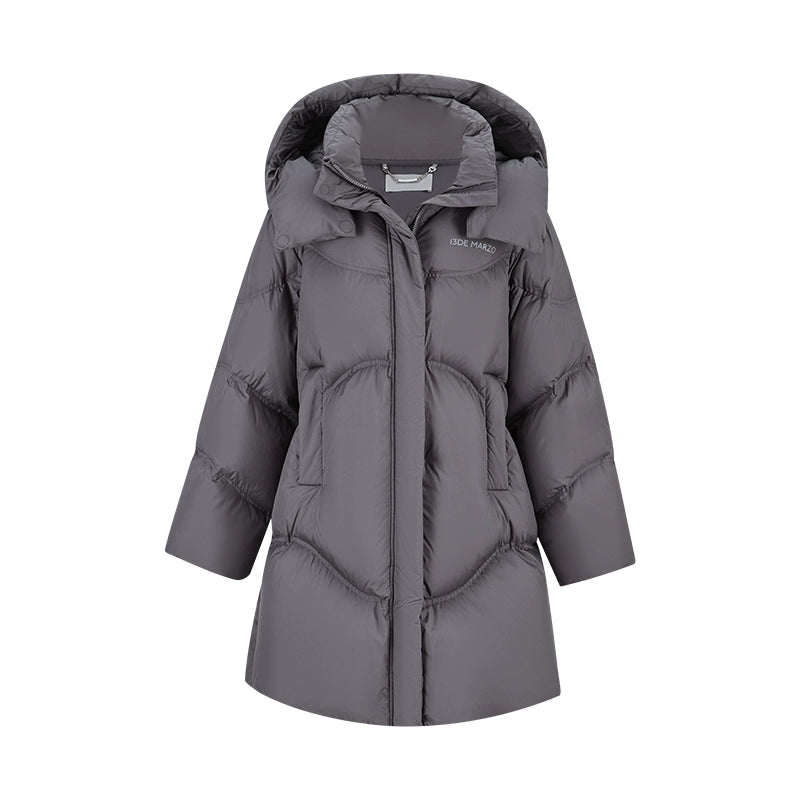 Lightweight Hooded Mid-Length Down Coat