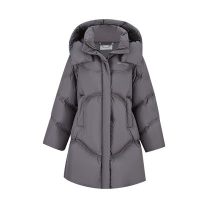Lightweight Hooded Mid-Length Down Coat