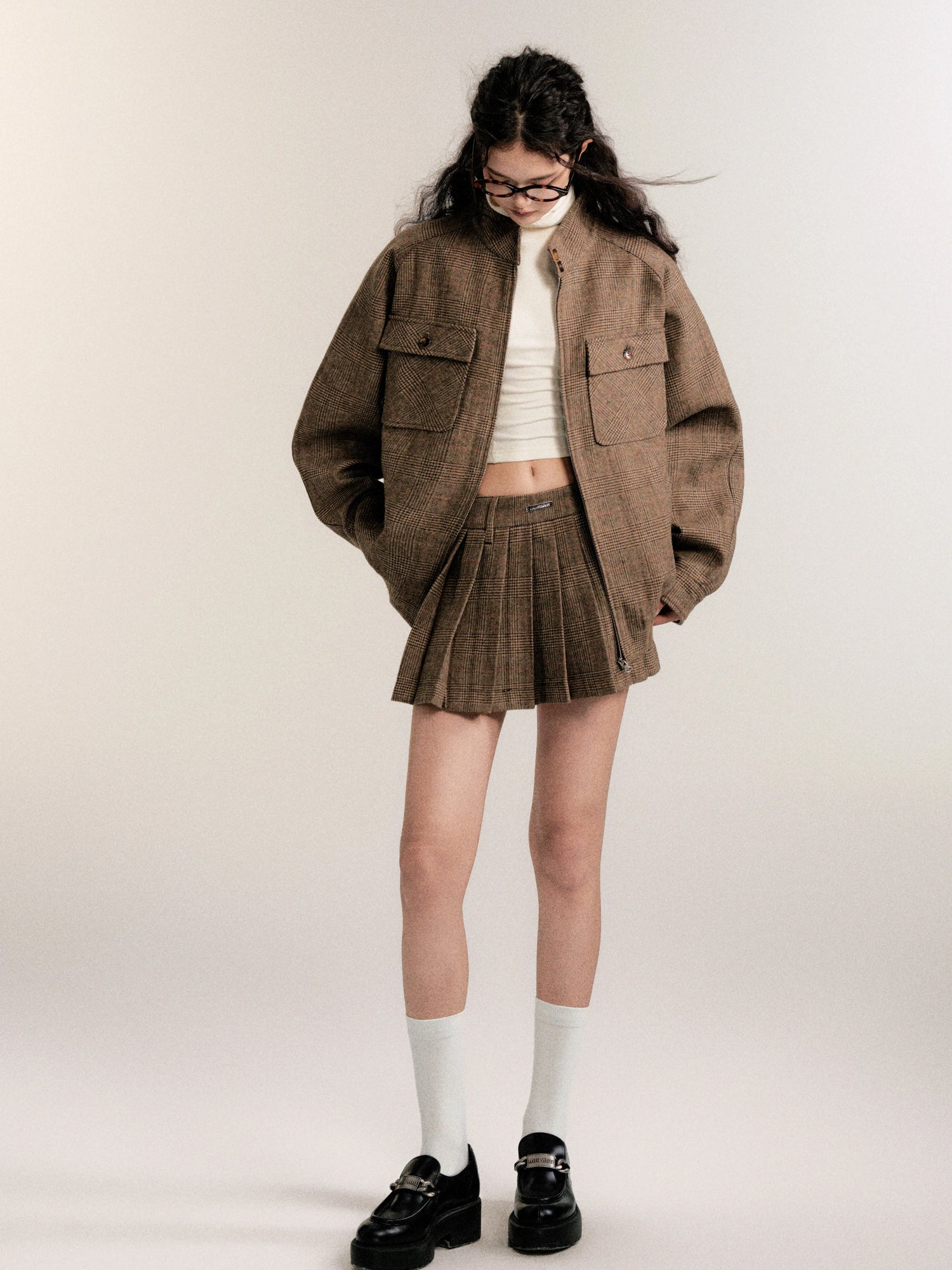 Vintage Collegiate Wool Jacket &amp; Mini Skirt Set