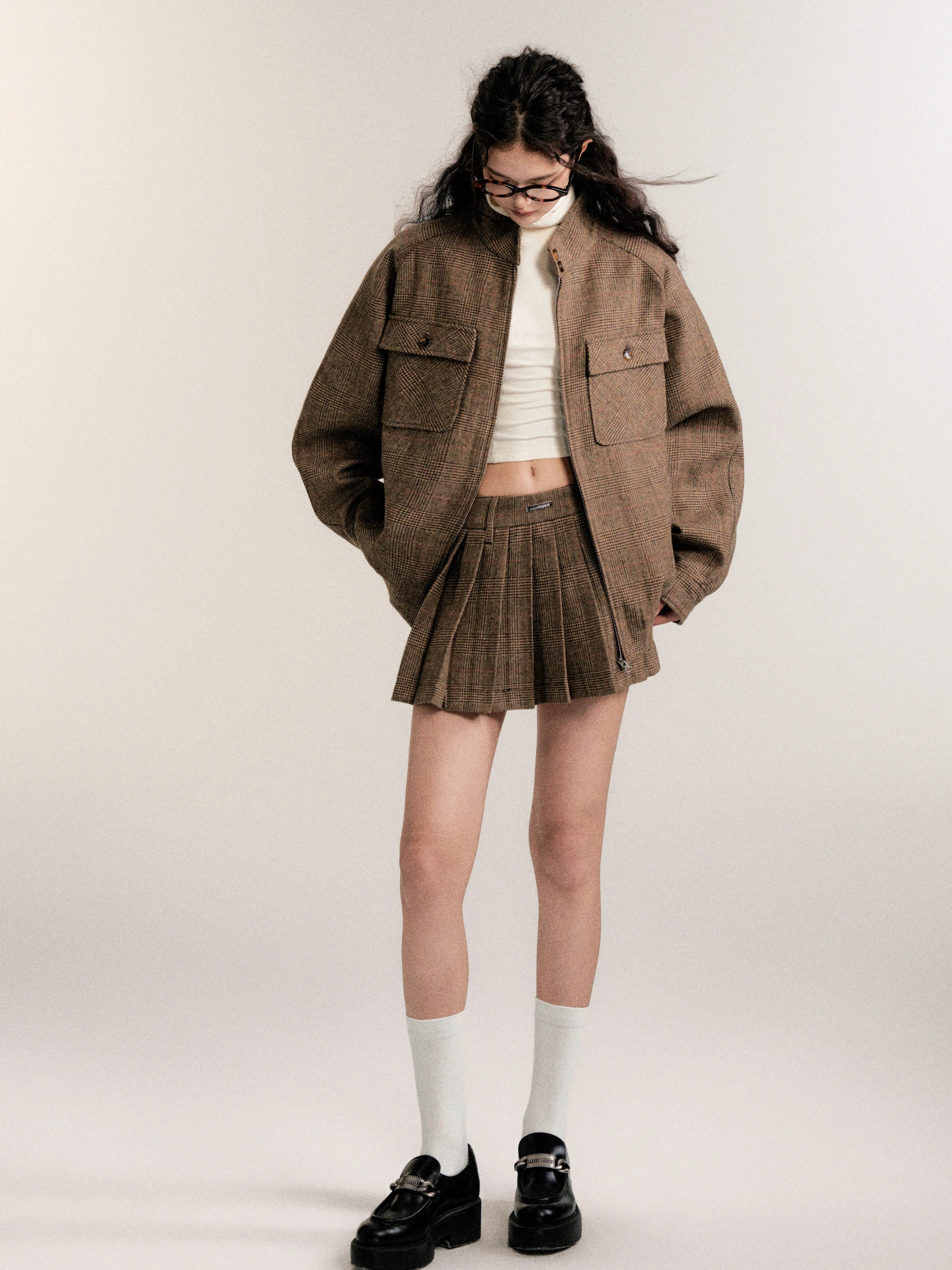 Vintage Collegiate Wool Jacket &amp; Mini Skirt Set