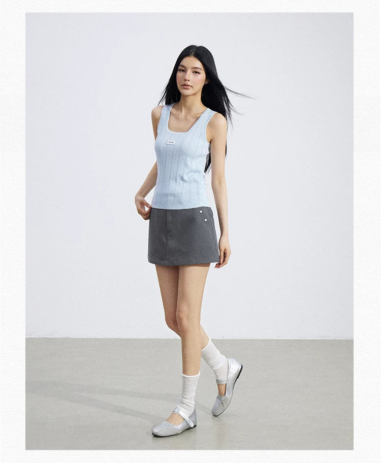 Lace Trim Textured Ice Silk Tank Top