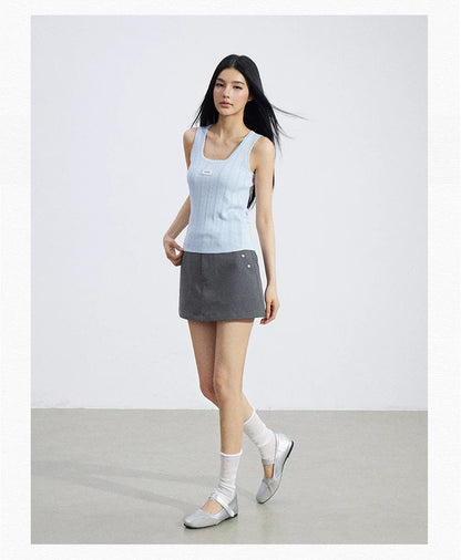 Lace Trim Textured Ice Silk Tank Top