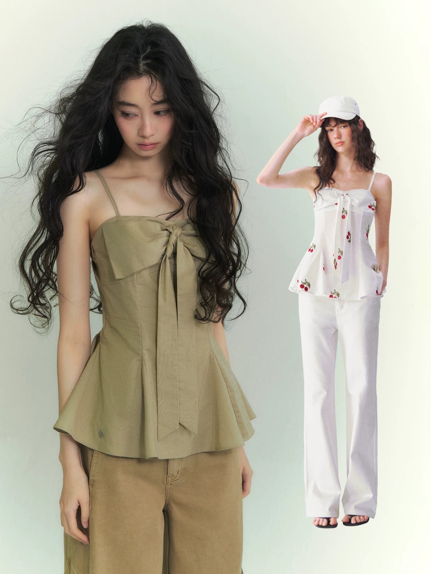 Batwing Cardigan &amp; Bow Strapless Cami Set