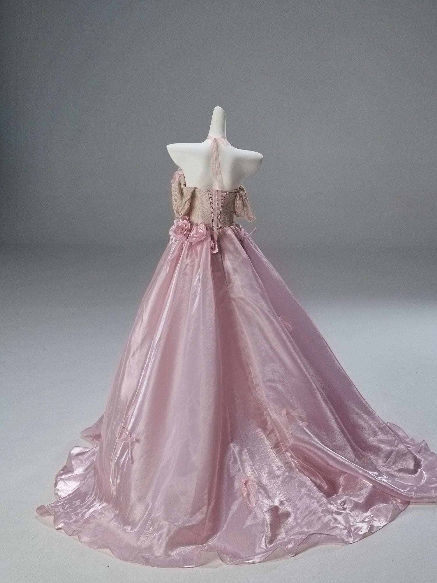 Elegant Lotus Pink Couture Gown