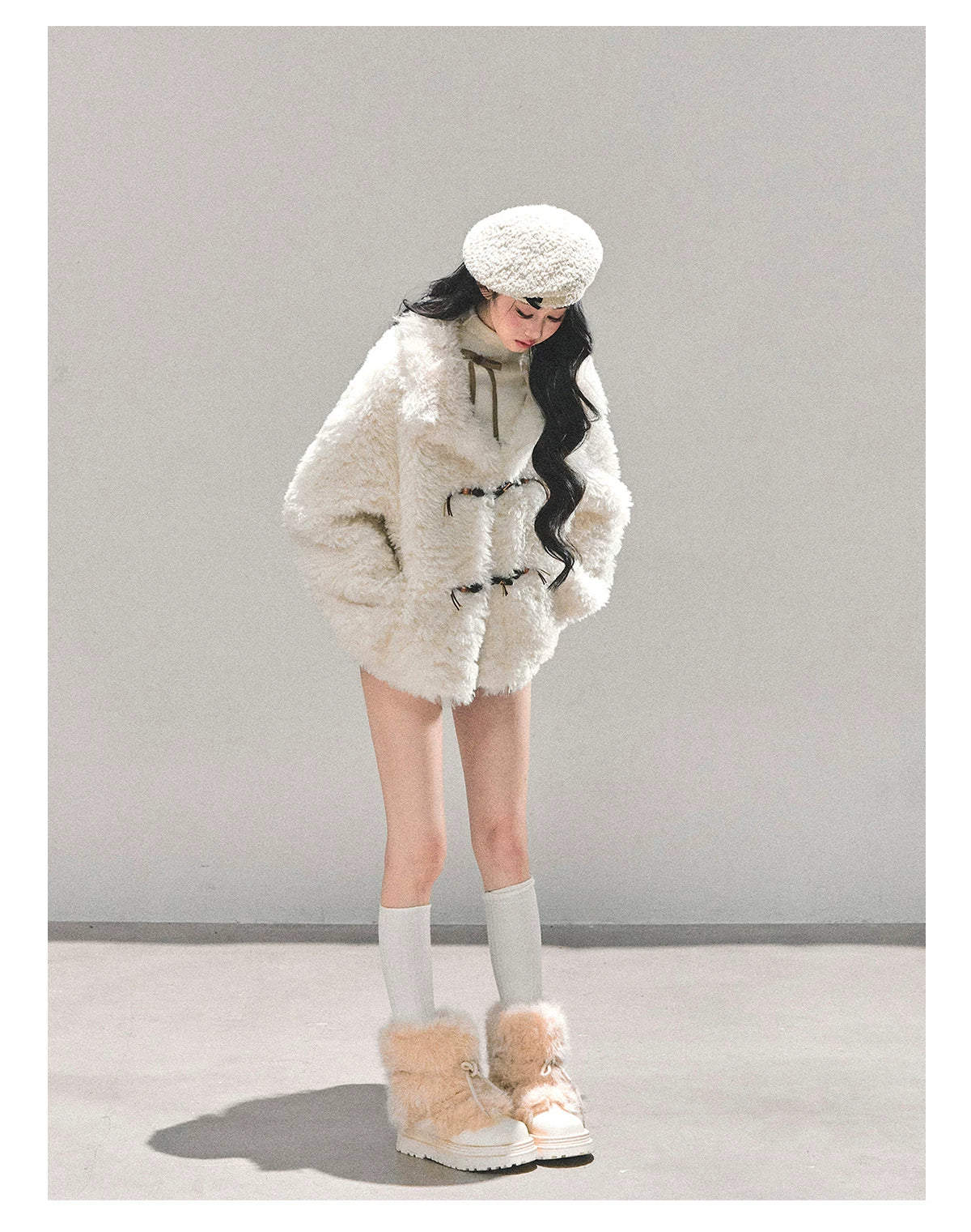 Soft Snow Shearling Fur-Trimmed Jacket