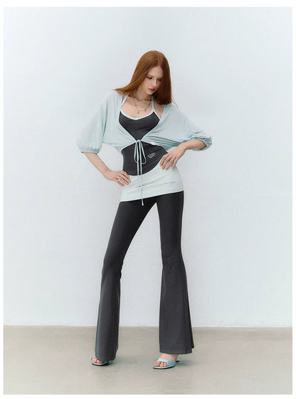 X-line Holiday Set: Cardigan, Rhinestone Vest, Flared Pants
