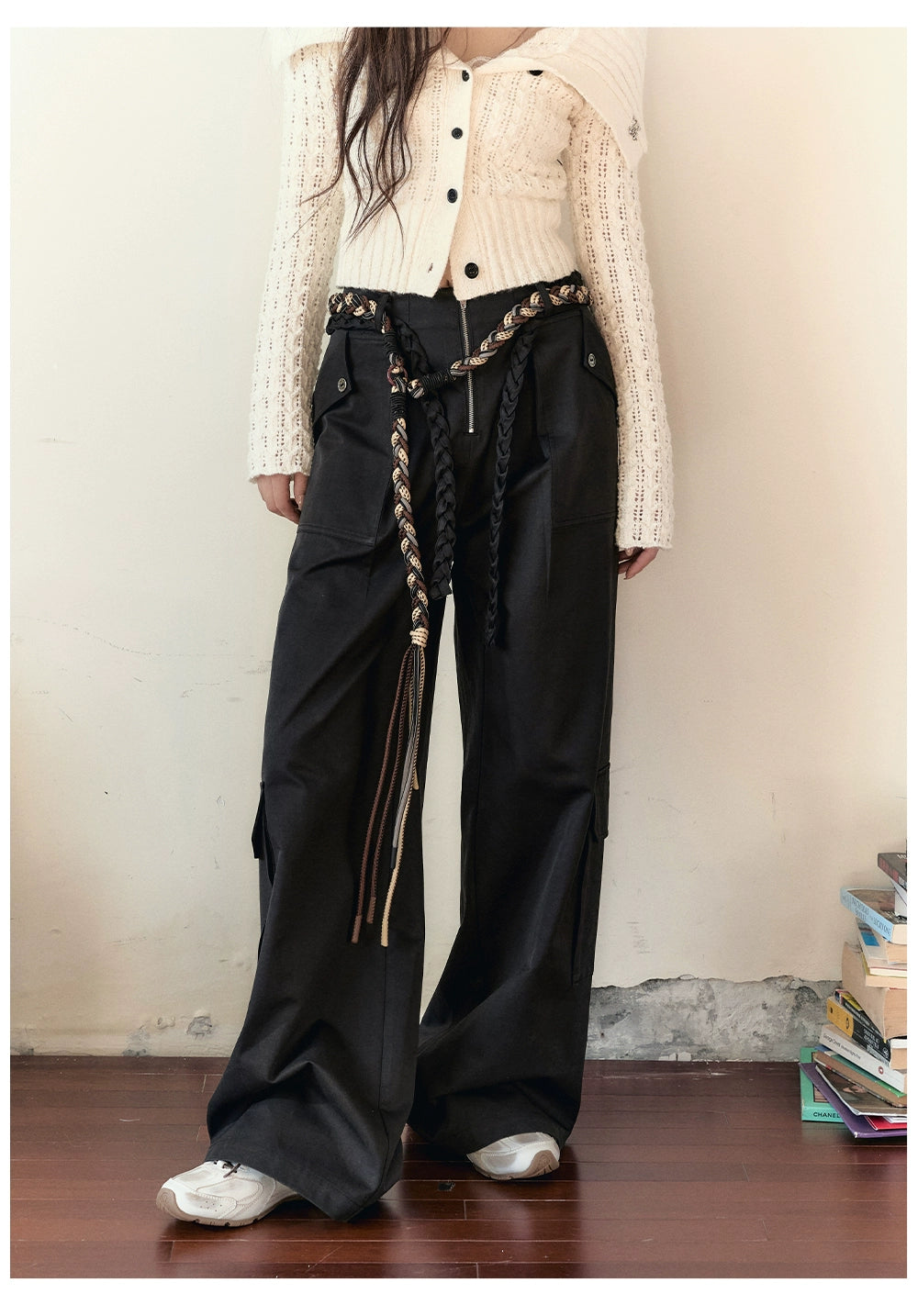 Loose-fitting Straight-leg Pants with Large Pockets