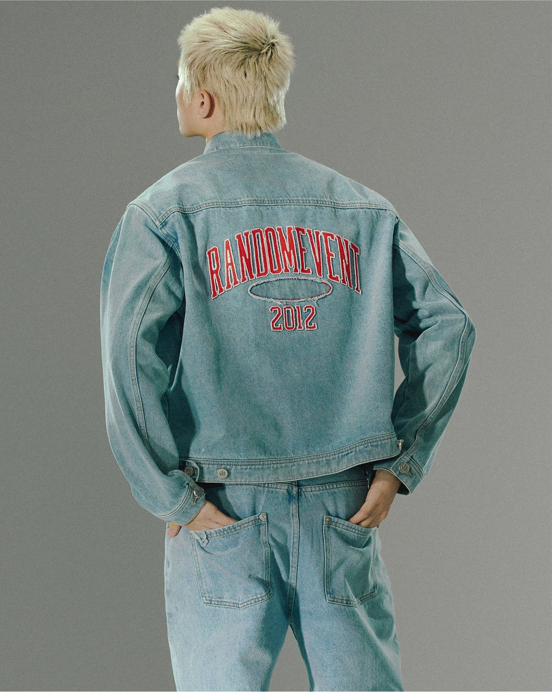 Text Embroidered Denim Jacket - CHINASQUAD