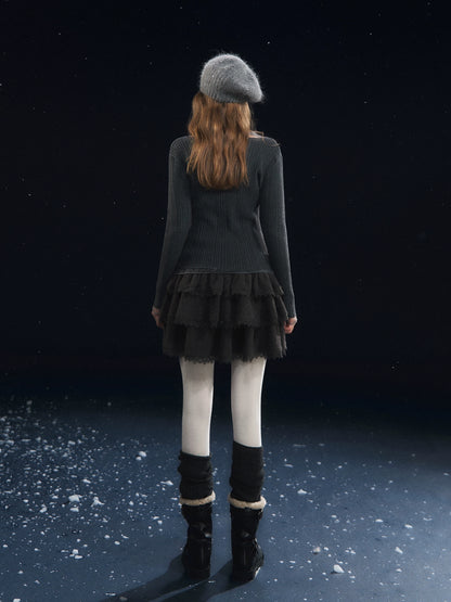 Mesh-Panel High-Stretch Base Crewneck