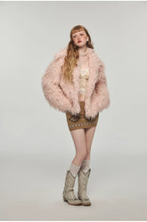 Furry Long Collar Faux Fur Coat - CHINASQUAD