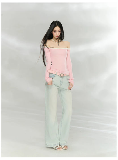 Vintage Washed Straight-Leg Denim Jeans