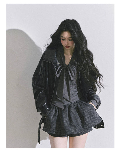 Minimal Korean V-Neck Long-Sleeve T-Shirt