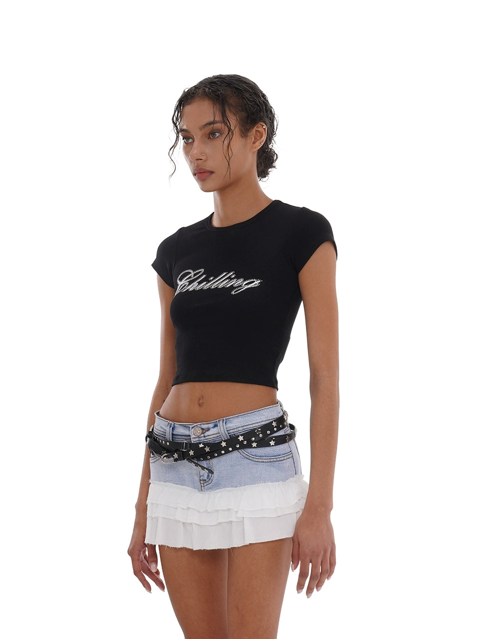 Double-Layer Star Studded Thin Belt