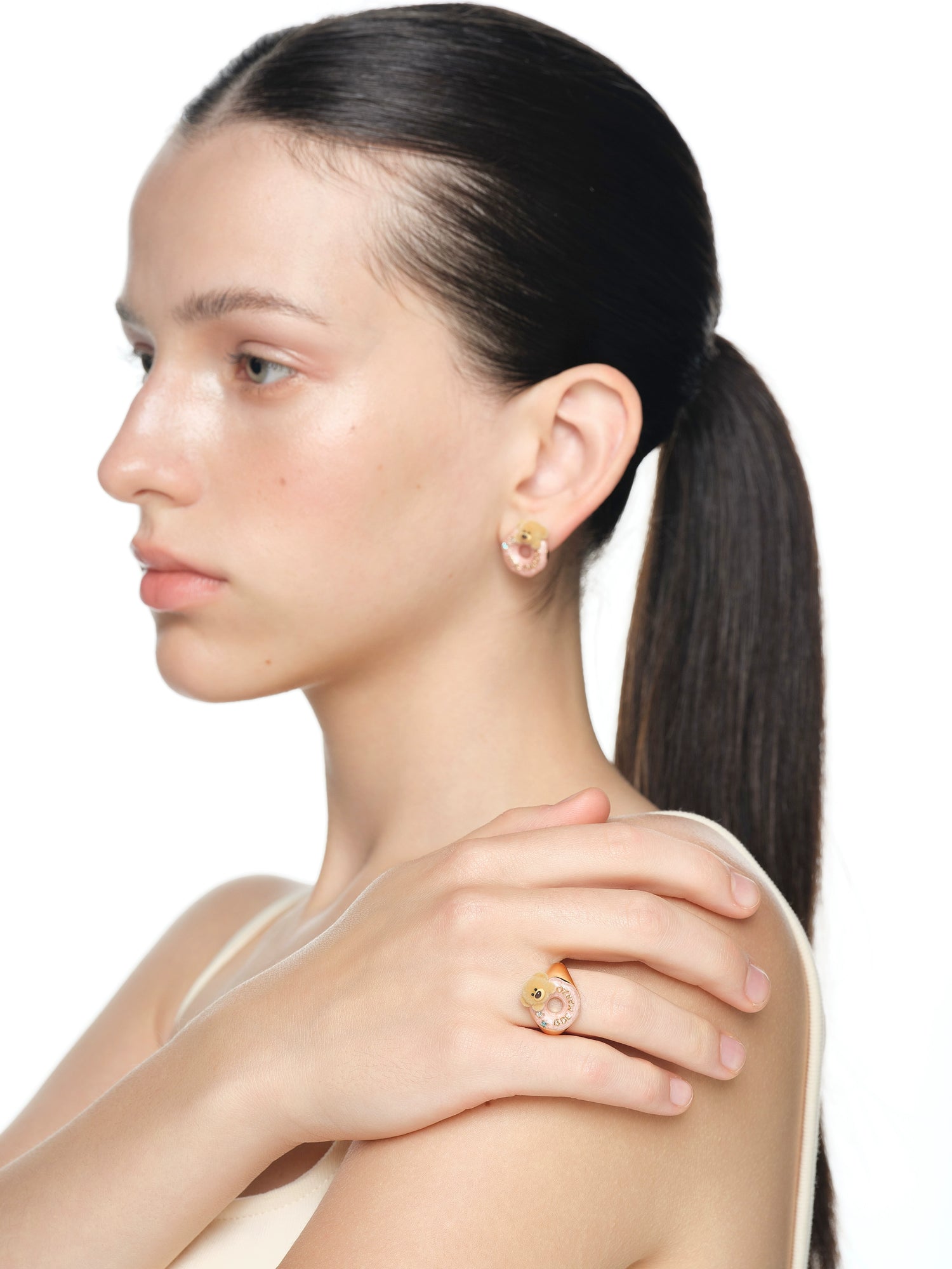 Pink Donut Teddy Ring