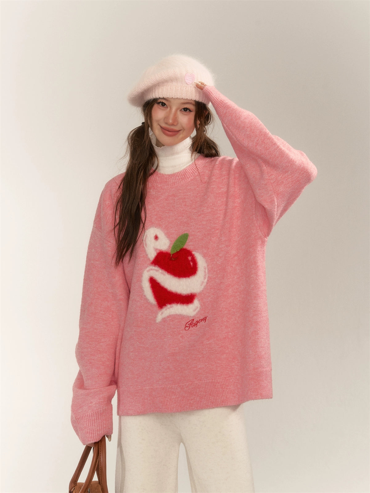 Apple Jacquard Pullover Sweater