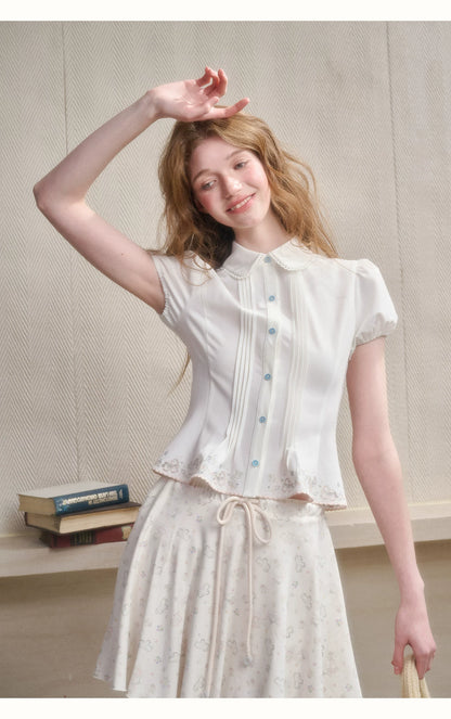 Embroidered Peter Pan Collar Blouse