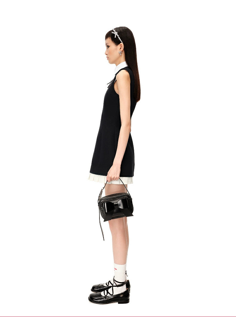 Ruffled Wool-Blend Sleeveless A-Line Dress - CHINASQUAD