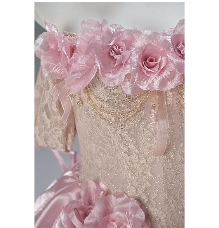 Elegant Lotus Pink Couture Gown