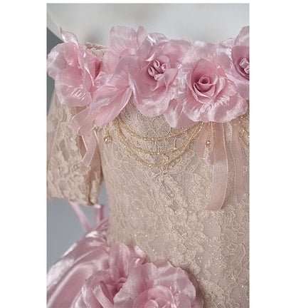 Elegant Lotus Pink Couture Gown
