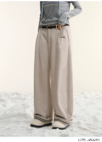 Fleece-Lined Relaxed Belted Trousers