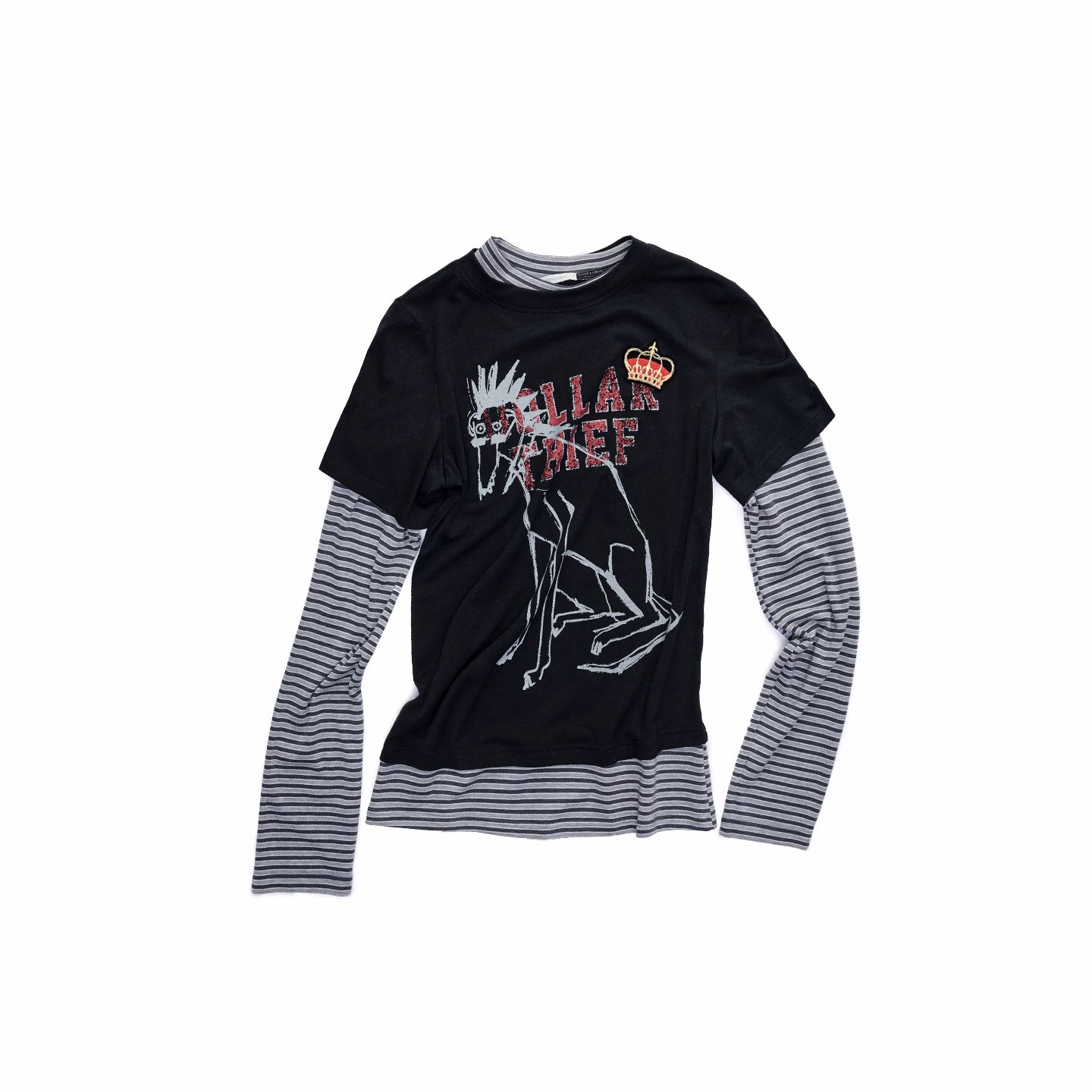 Layered Dog Print Long Sleeve Top