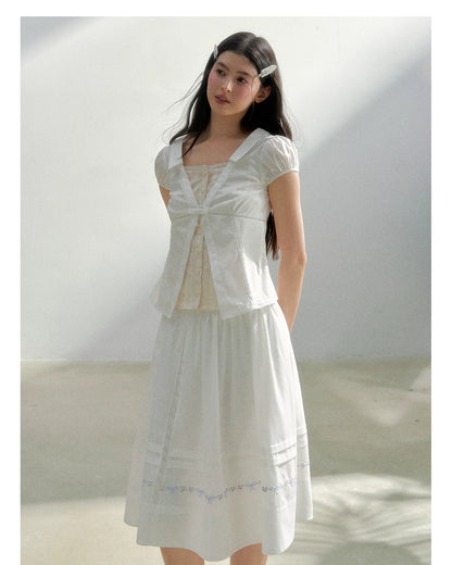 Floral Plaid Academy Layered Short Sleeve Shirt