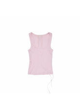 Distressed Lace-Up U-Neck Knit Tank Top 1Jinn Studio