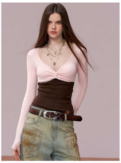 Tube-Top Slim-Fit Long Sleeve T-Shirt