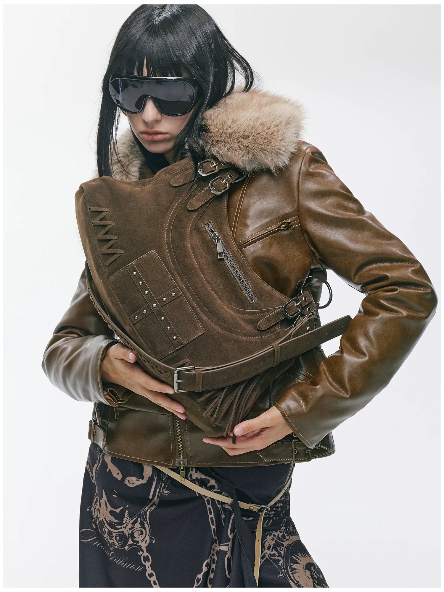 Vintage Studded Fringe Punk Shoulder Bag