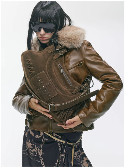 Vintage Studded Fringe Punk Shoulder Bag