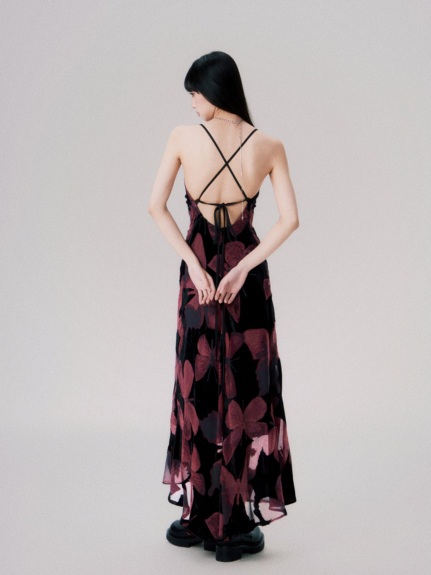 Backless New Chinese Slip Maxi Dress Pink / S