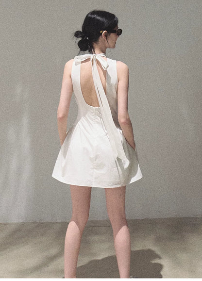 Vanilla Spring Halter Backless Dress