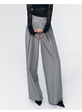 Pink & Grey High-waist Satin Ribbon Trousers - CHINASQUAD