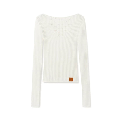 Blue Ridge V-Neck Fitted Knit Sweater