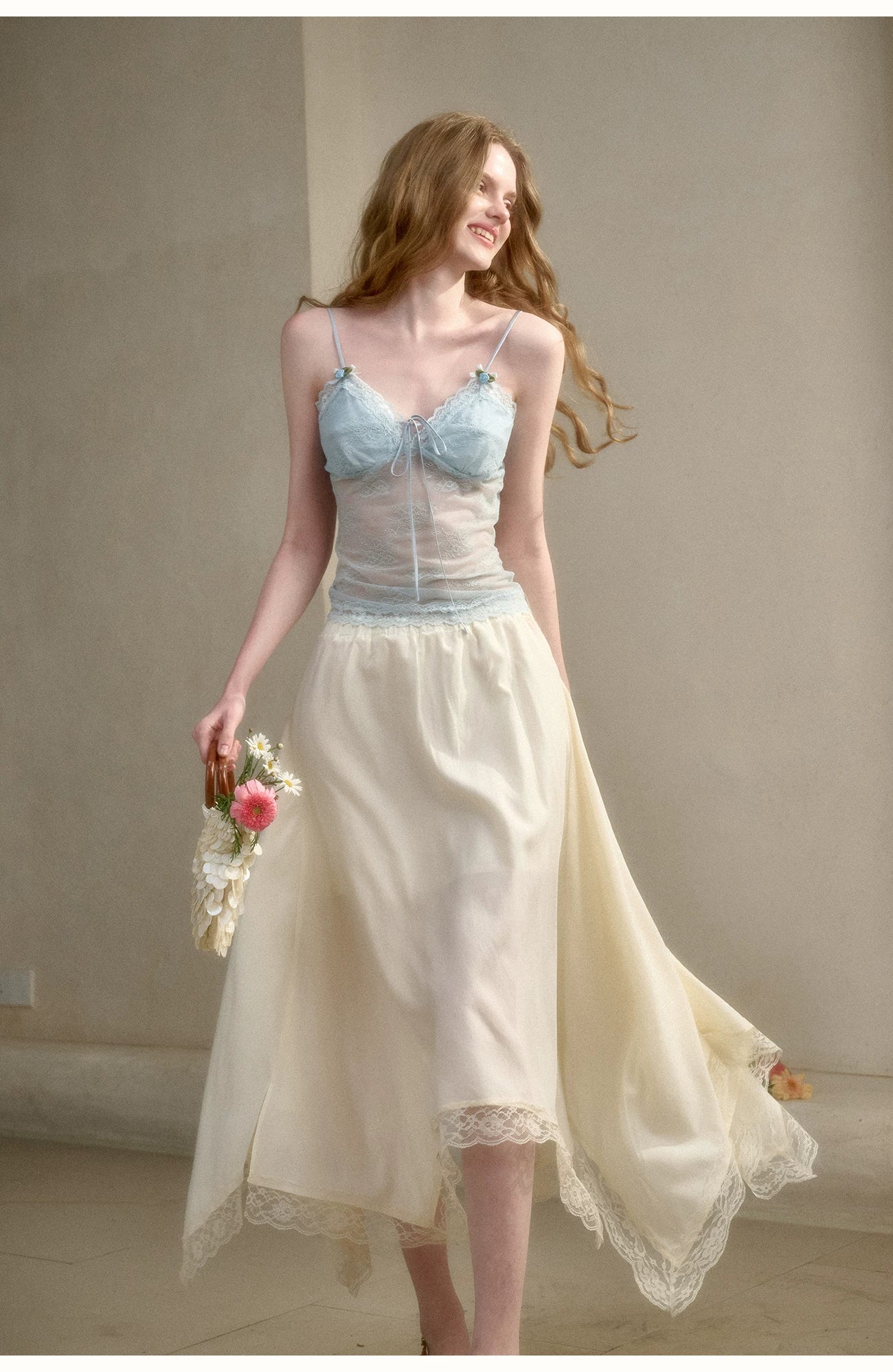 Soft Glow French Lace Ruched Camisole