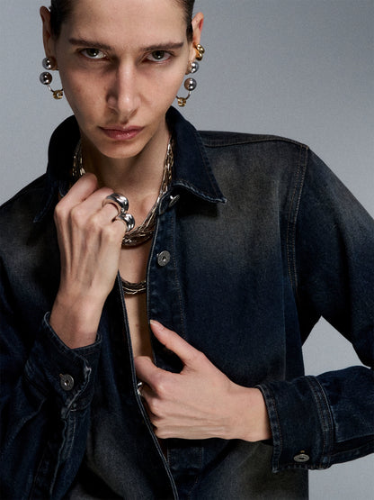 Silver Reshaped Romance Minimalist Tube Choker Necklace