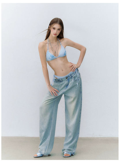 Vintage Washed Lyocell Straight-Leg Jeans