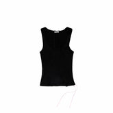 Distressed Lace-Up U-Neck Knit Tank Top 1Jinn Studio