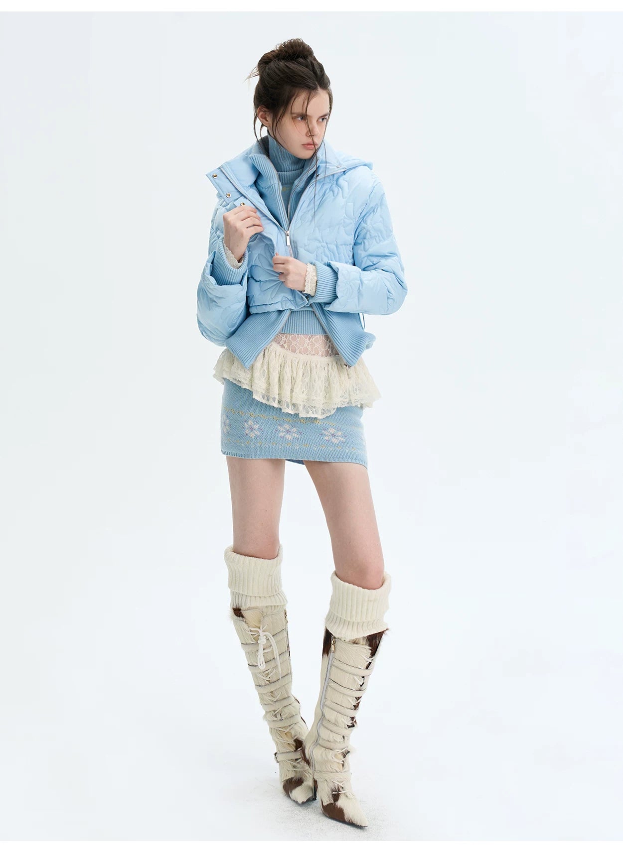 Quilted Embossed Short Down Jacket