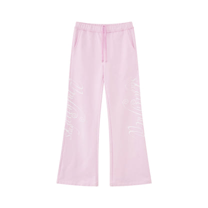 Rebel Script Print Relaxed Flared Sweatpants