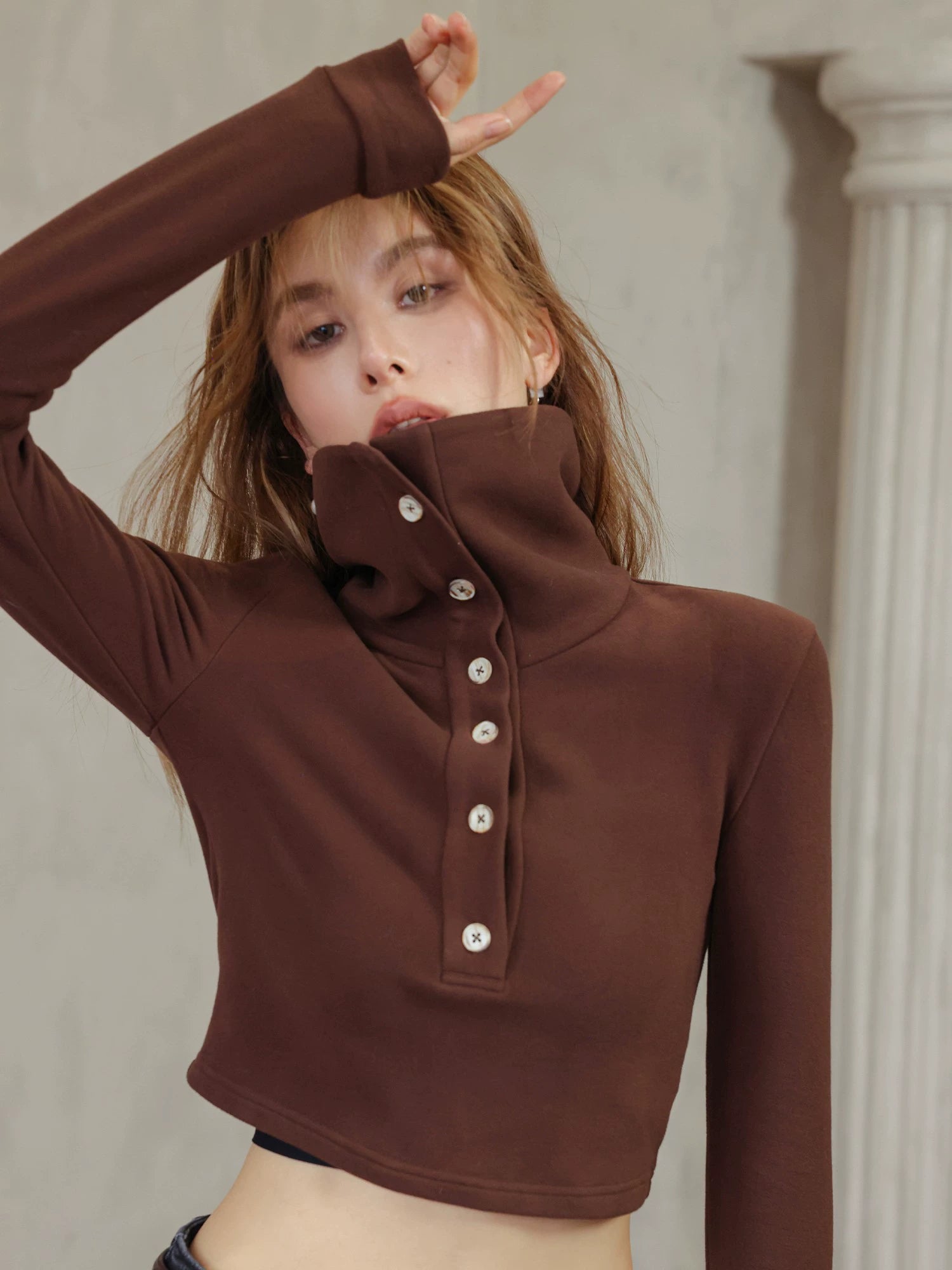 Brown &amp; Gray Turtleneck - CHINASQUAD