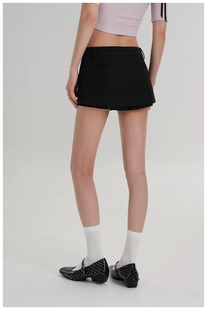 Minimalist Side-Zip Skort Mini Skirt
