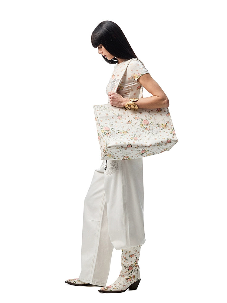 Floral-Printed Tote Bag