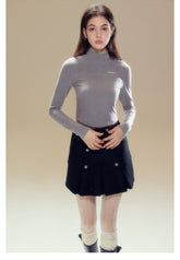 High-neck Brushed Long Sleeve Sweater - CHINASQUAD